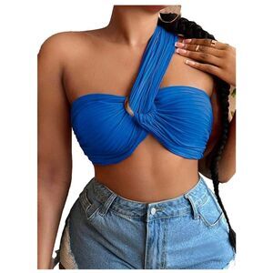 Women's SHEIN Blue Crop Bandau‎ Top 1XL